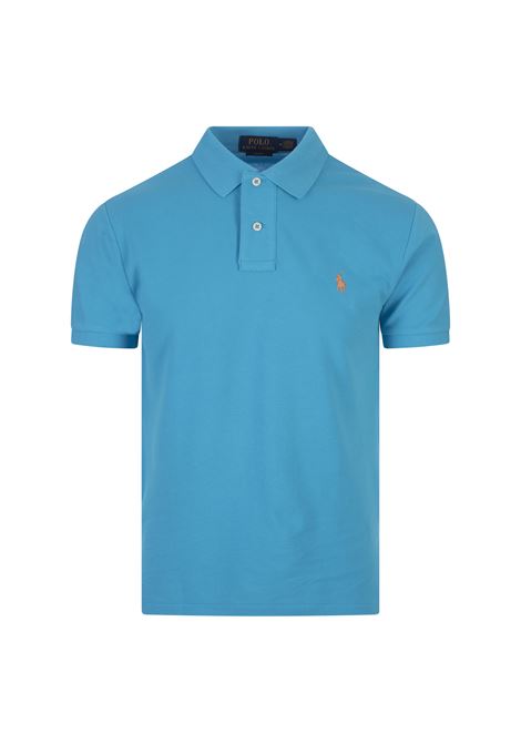 Grotto Blue and Orange Slim-Fit Piquet Polo Shirt RALPH LAUREN | 710-795080023