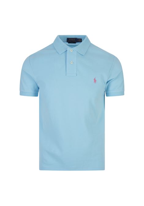 Turquoise and Pink Slim-Fit Piquet Polo Shirt RALPH LAUREN | 710-795080024