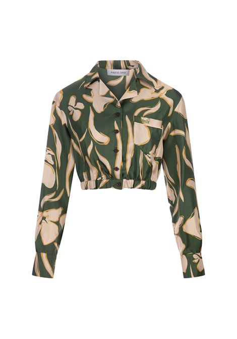 Giacca Crop In Green Floral<BR/>