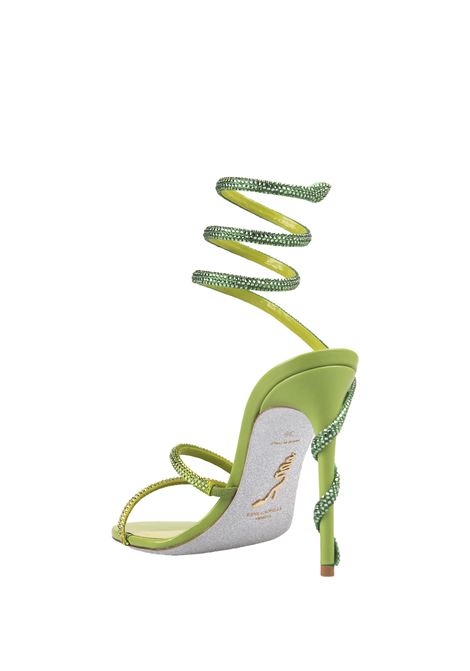 Lime Green Cleo Sandals With Crystals RENE' CAOVILLA | C11755-105-R001Y109