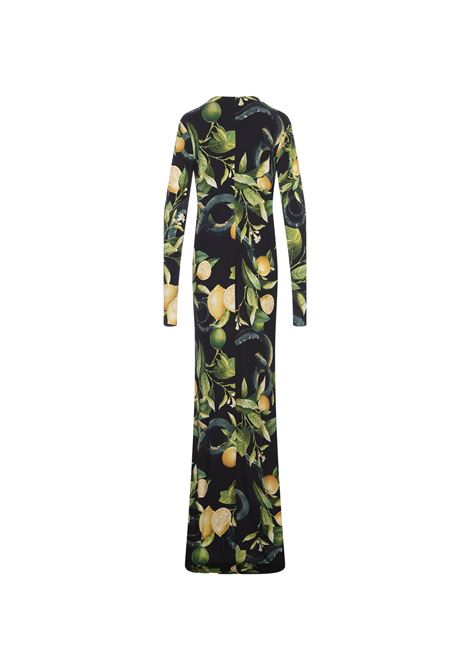 Long Black Dress With Lemons Print ROBERTO CAVALLI | SKT107-JRI8905051