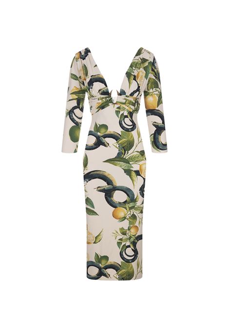 Ivory Midi Dress With Lemons Print ROBERTO CAVALLI | SKT131-LNI8900465