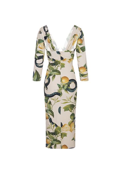 Ivory Midi Dress With Lemons Print ROBERTO CAVALLI | SKT131-LNI8900465