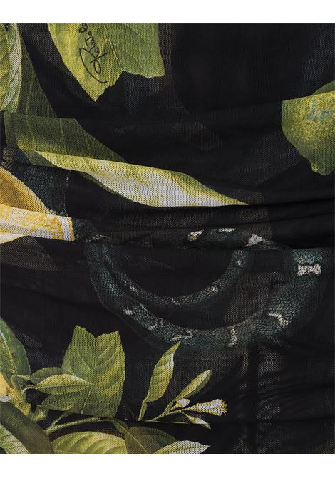Midi Black Stretch Dress With Lemons Print ROBERTO CAVALLI | SKT134-6HI8905051