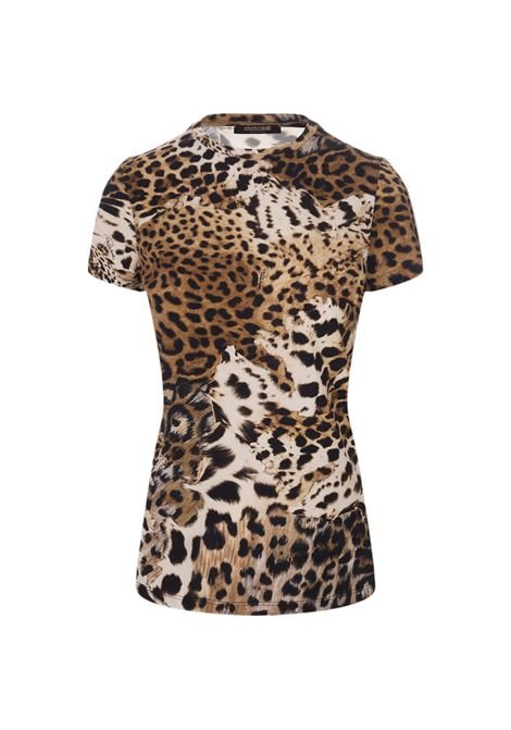 T-Shirt With Leopard Print ROBERTO CAVALLI | SKT60H-3DG3400504