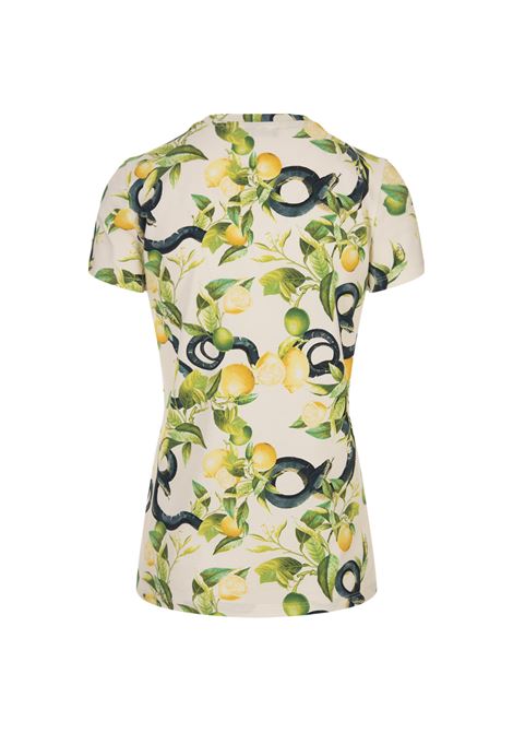 Ivory T-Shirt with Lemons Print ROBERTO CAVALLI | SKT60H-3DI8900465