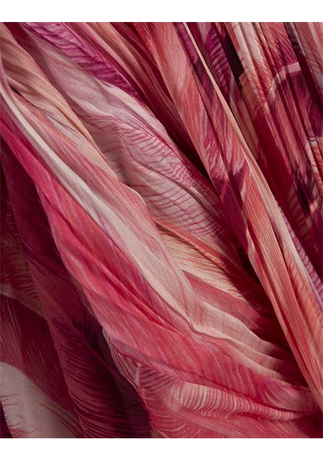 Long Silk Dress With Pink Plumage Print ROBERTO CAVALLI | SWT115-CTL7105597