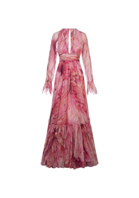 Long Dress With Pink Plumage Print ROBERTO CAVALLI | SWT123-CKL7105597
