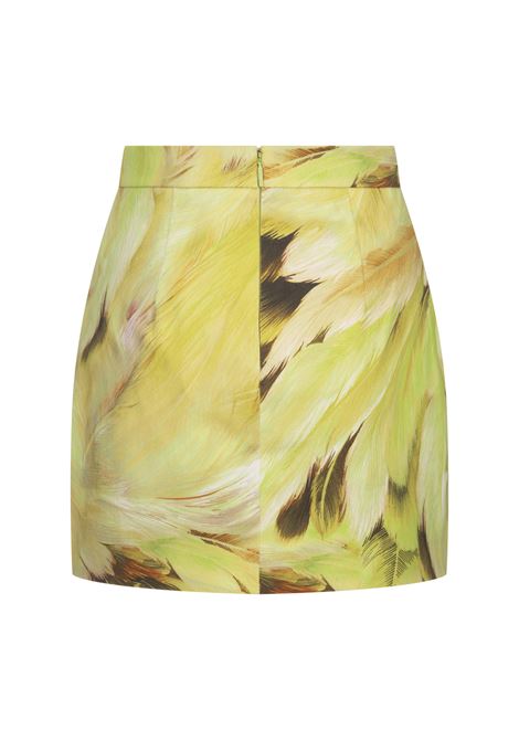 Mini Skirt With Plumage Print In Green ROBERTO CAVALLI | SWT309-DAL7101007
