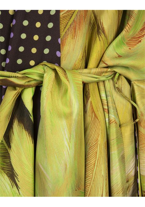 Reversible Long Dress With Green Plumage Print ROBERTO CAVALLI | SWT500-4QL7101007