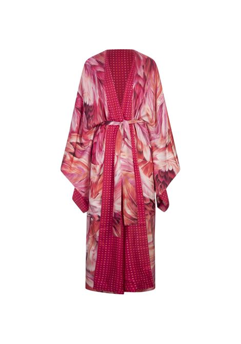 Reversible Long Dress With Pink Plumage Print ROBERTO CAVALLI | SWT500-4QL7105597