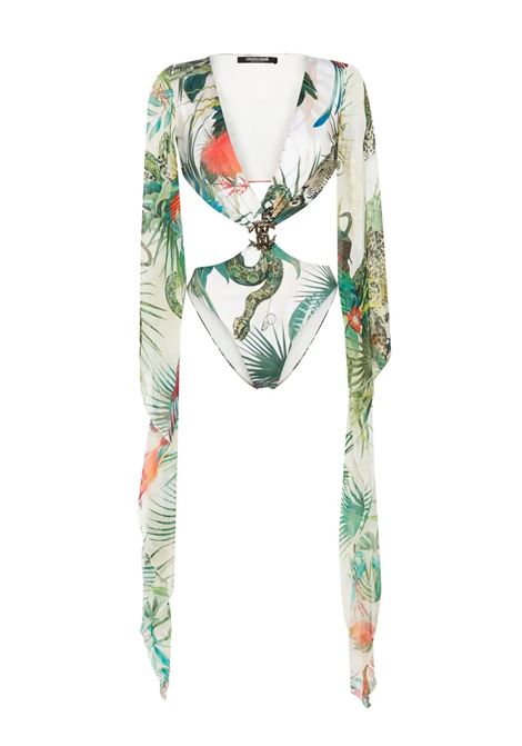 One-Piece Swimwear With Sleeves and Jungle Print ROBERTO CAVALLI | SYW016-LNI8809000