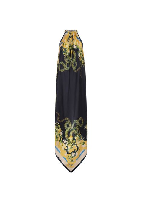 Long Black Dress With Snake Print ROBERTO CAVALLI | SYW053-SZL3005051