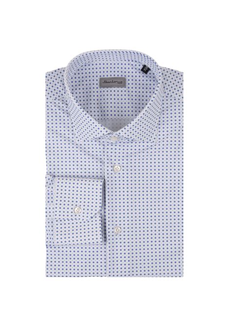 White Shirt With Blue Micro Pattern SARTORIO | Shirts | SCCSH427719