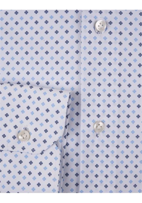 White Shirt With Blue Micro Floral Pattern SARTORIO | SCCSH427720