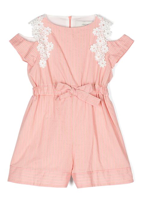Pink Lam? Striped Short Jumpsuit With Lace SIMONETTA | SUAA22-P0399536