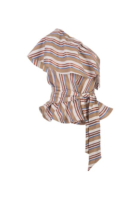 Striped Sleeveless Top With Ruffle STELLA JEAN | SS24SJB726B001