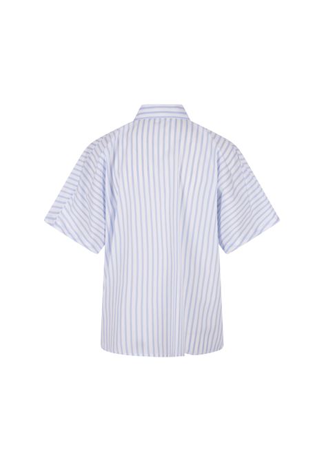 White and Blue Striped Shirt with Short Sleeves STELLA JEAN | SS24SJB735B007