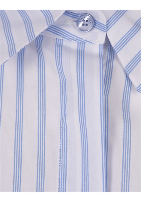 White and Blue Striped Shirt with Short Sleeves STELLA JEAN | SS24SJB735B007