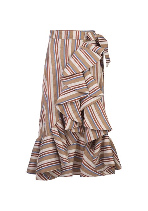 Striped Midi Skirt With Ruffle STELLA JEAN | SS24SJG763RB001