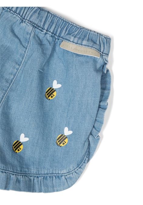 Bumblebee Embroidery Denim Shorts In Blue STELLA MCCARTNEY KIDS | TU6149-Z1791601MC