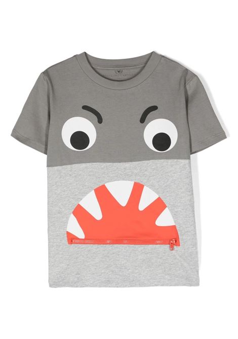Shark Face Colourblock T-Shirt In Grigio STELLA MCCARTNEY KIDS | TU8P01-Z0434909