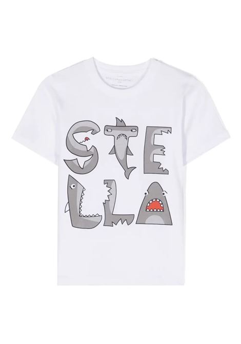 T-Shirt Bianca Con Stampa Squalo STELLA STELLA MCCARTNEY KIDS | TU8P51-Z0434101