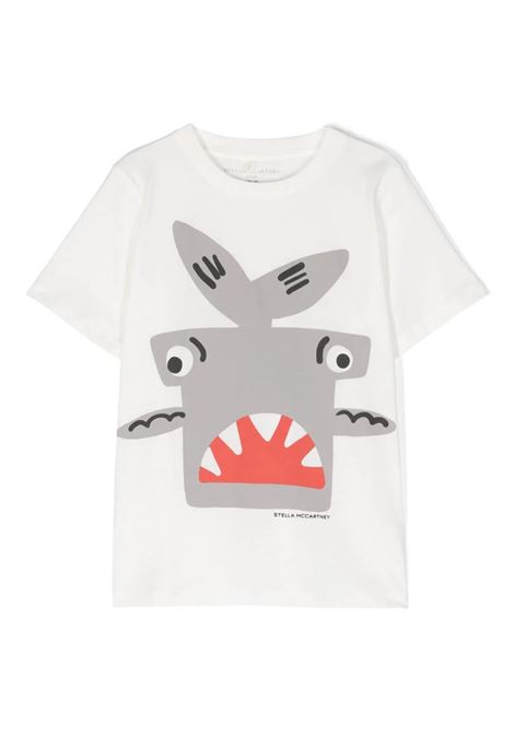 Shark Motif T-Shirt In Ivory STELLA MCCARTNEY KIDS | TU8S61-Z0434101