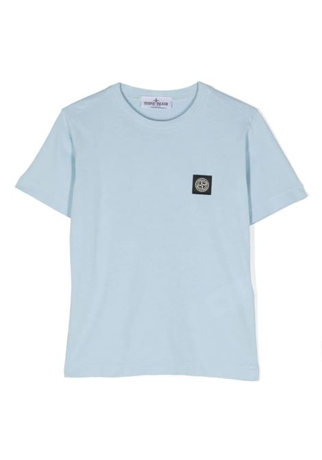 T-Shirt Azzurra Con Patch Logo STONE ISLAND JUNIOR | 801620147V0040