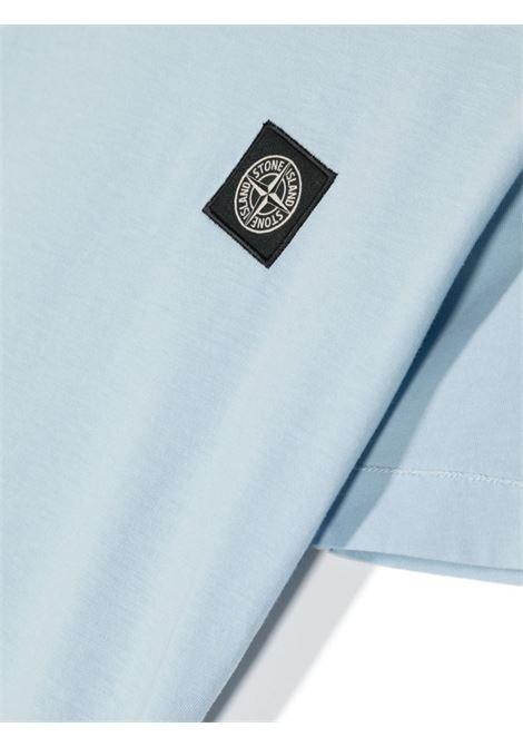 T-Shirt Azzurra Con Patch Logo STONE ISLAND JUNIOR | 801620147V0040