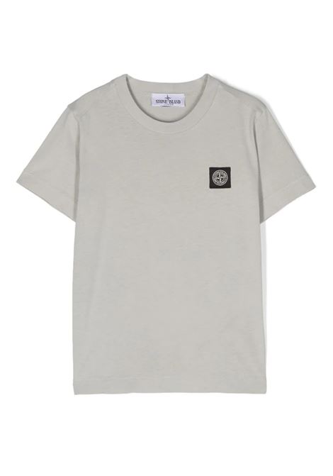 Pearl Grey T-Shirt With Logo Patch STONE ISLAND JUNIOR | 801620147V0061