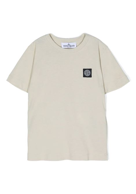 T-Shirt Beige Con Patch Logo STONE ISLAND JUNIOR | 801620147V0091