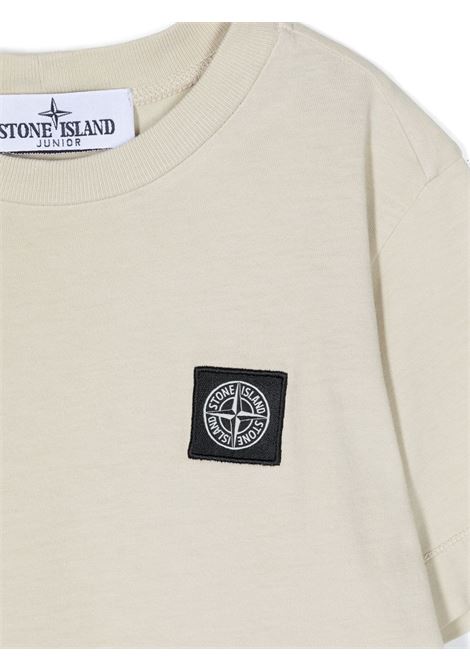 Beige T-Shirt With Logo Patch STONE ISLAND JUNIOR | 801620147V0091