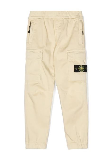 Dove Cotton and Silk Satin Cargo Trousers STONE ISLAND JUNIOR | 801631212V0091