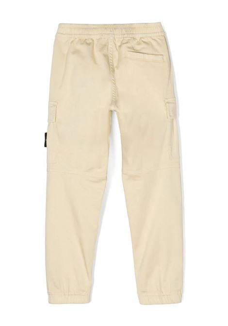 Dove Cotton and Silk Satin Cargo Trousers STONE ISLAND JUNIOR | 801631212V0091