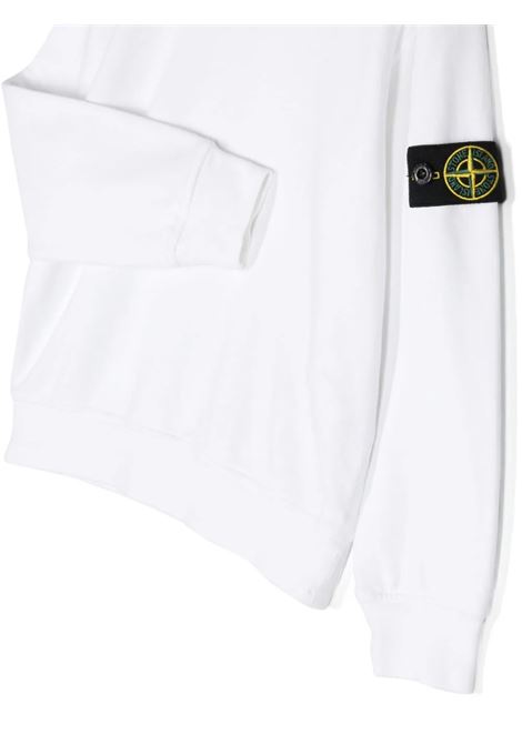 White Crew Neck Sweatshirt With Stone Island Badge STONE ISLAND JUNIOR | 801661340V0001