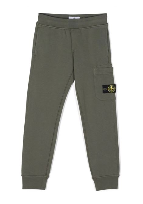 Olive Green Joggers With Logo Patch STONE ISLAND JUNIOR | 801661540V0058