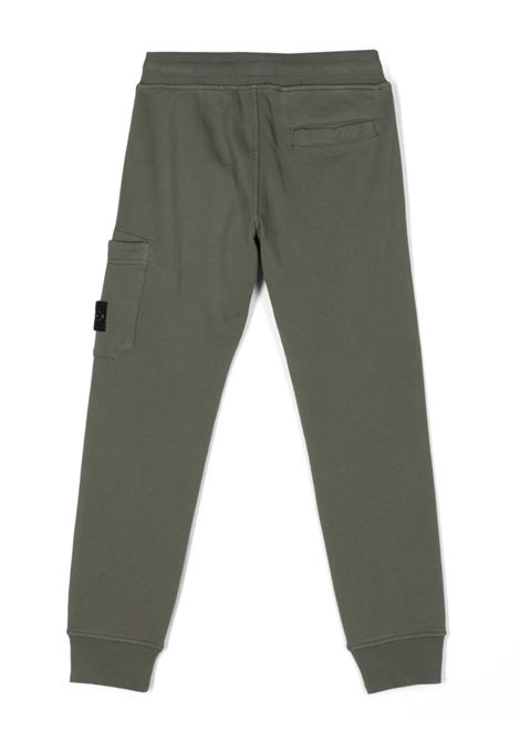 Olive Green Joggers With Logo Patch STONE ISLAND JUNIOR | 801661540V0058
