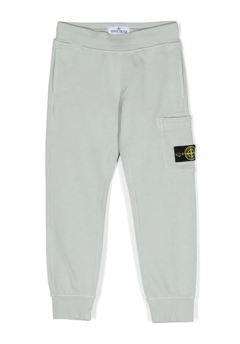 Pearl Grey Joggers With Logo Patch STONE ISLAND JUNIOR | 801661540V0061