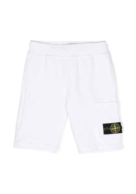 White Sports Shorts With Logo STONE ISLAND JUNIOR | 801661840V0001