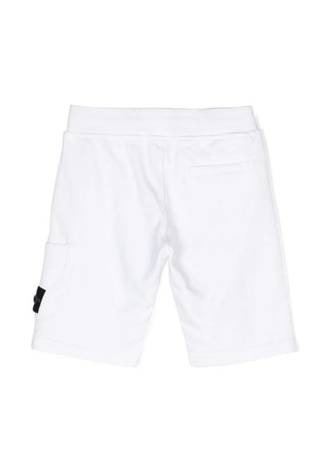 White Sports Shorts With Logo STONE ISLAND JUNIOR | 801661840V0001