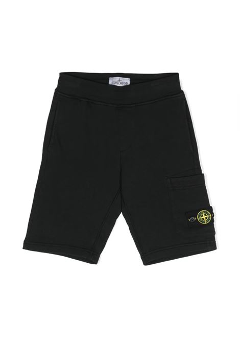 Black Sports Shorts With Logo STONE ISLAND JUNIOR | 801661840V0029