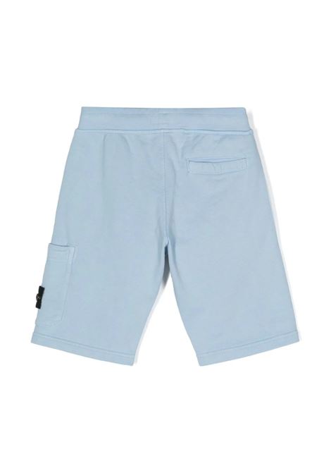 Light Blue Sports Shorts With Logo STONE ISLAND JUNIOR | 801661840V0040