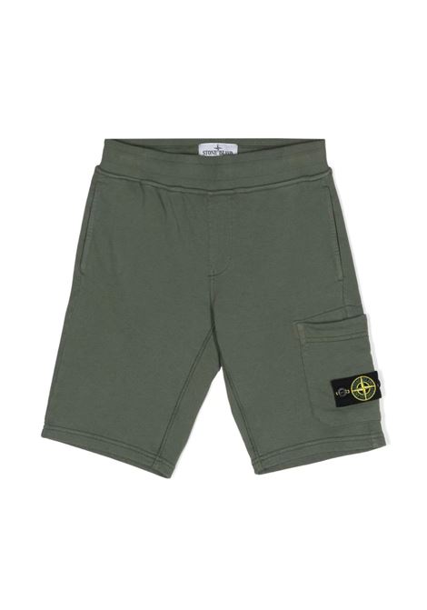 Green Sports Shorts With Logo STONE ISLAND JUNIOR | 801661840V0058