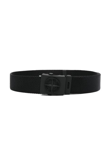 Black Fabric Belt With Logo Buckle STONE ISLAND JUNIOR | 801690461V0029
