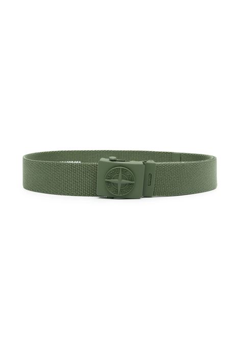Olive Green Fabric Belt With Logo Buckle STONE ISLAND JUNIOR | 801690461V0058