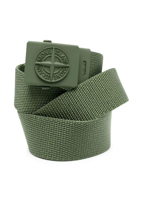 Olive Green Fabric Belt With Logo Buckle STONE ISLAND JUNIOR | 801690461V0058