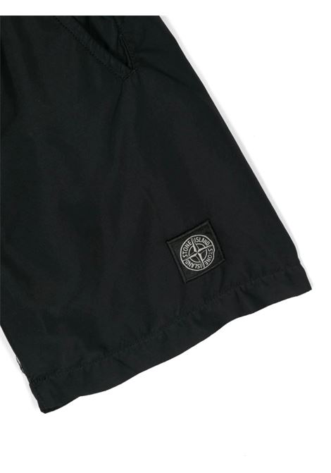 Black Swim Shorts With Logo Patch STONE ISLAND JUNIOR | 8016B0346V0029