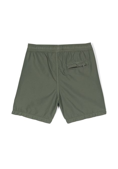 Olive Green Swim Shorts With Logo Patch STONE ISLAND JUNIOR | 8016B0346V0058