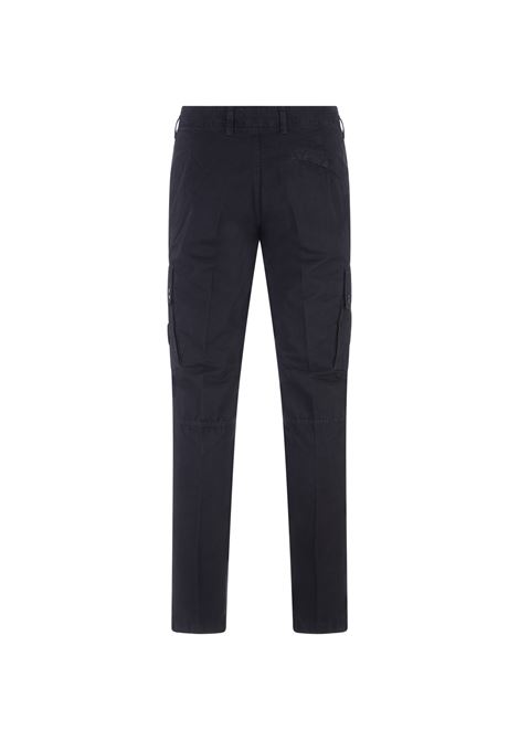 Navy Blue Cargo Trousers With OLD Effect STONE ISLAND | 8015303WAA0120